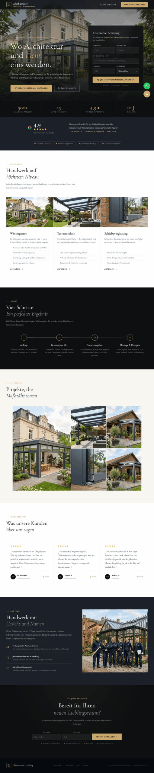 Glashammer Hamburg — Beispiel-Landing-Page